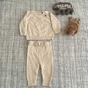 Cat & Jack Baby 3-6M Bobble Pullover Knit Sweater & Pants SET Oatmeal Popcorn